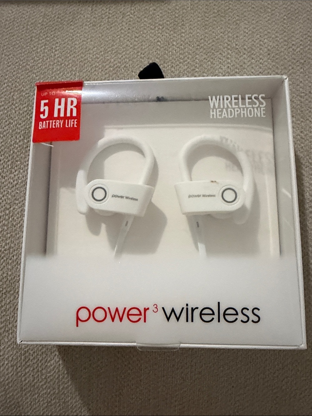 Power³ Wireless White Ear-Hook Bluetooth Headphones